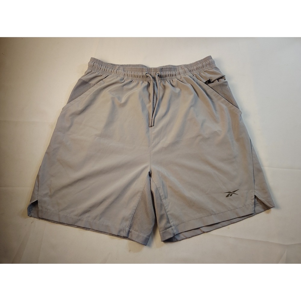 Reebok Mens Gray Mesh Panel Gym Athletic Training Exercise Fitness Shorts Size M